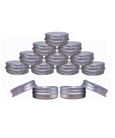 JOYWEE Aluminum Tin Jars, Cosmetic Sample Metal Tins Empty Container Bulk, Round Pot Screw Cap Lid, Small Ounce for Candle, Lip Balm, Salve, Make Up, Eye Shadow, Powder (24 Pack.5 Oz/15ml)