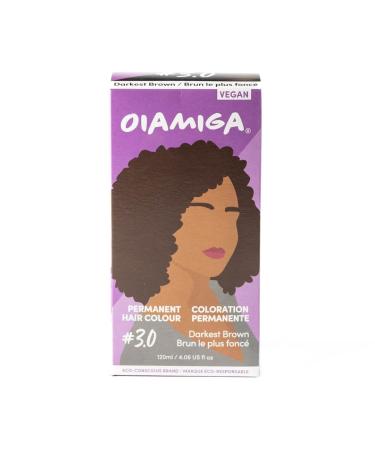 Oiamiga Darkest Brown Permanent Hair Dye Inclusive Hair Colour for All Hair Types Rapid Processing Made with Natural Ingredients Vegan and Cruelty Free 120ml