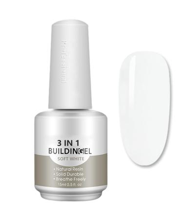 HERBENJOY Builder Gels 5 In 1 Nail Extension Gel 15ml Pink Strengthening Gel Base Gel Color Gel Nail Polish Foundation Gel Rhinestones Glue Gel For Nail Art (02 White)