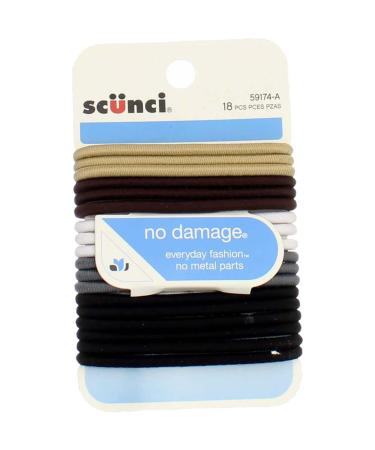 Scunci No Damage Khaki Hair Elastics - 18 Pieces | Soft Hold & Gentle Grip - Buy Online on GoSupps.com