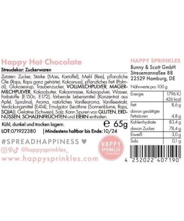 Happy Sprinkles Happy Hot Chocolate 65g - Drink Chocolate Mix - For Milk or Vegans - Ideal for Cold Season - Buy Online on GoSupps.com