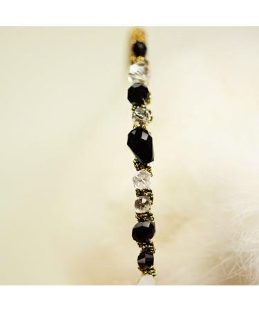 Women's Rhinestone Headband Alice Hair Band Black and Gold Thread Twined - Black - Buy Online on GoSupps.com