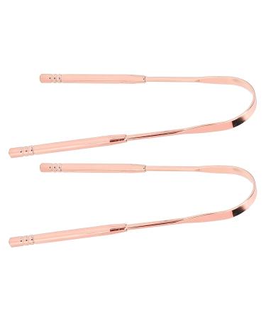 Stainless Steel Tongue Cleaner 2pcs Set - Reusable Tongue Scraper for Adult & Kids - Oral Care Tool for Bad Breath Treatment - Rose Gold - Buy Online on GoSupps.com
