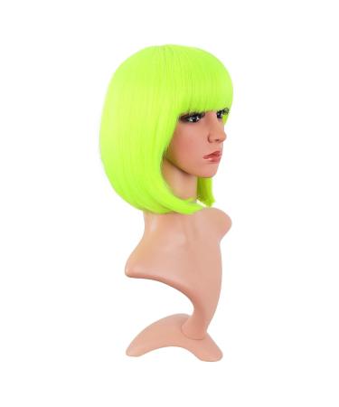 MapofBeauty 12 Inch Neon Yellow Short Straight Bob Wig - Natural Female Hair - Buy Online on GoSupps.com