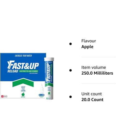Fast&Up Reload Apple - Instant Electrolytes & Hydration - 80 Effervescent Tablets (4 x 20) - Saver Multipack Apple 20 count (Pack of 4) - Buy Online on GoSupps.com