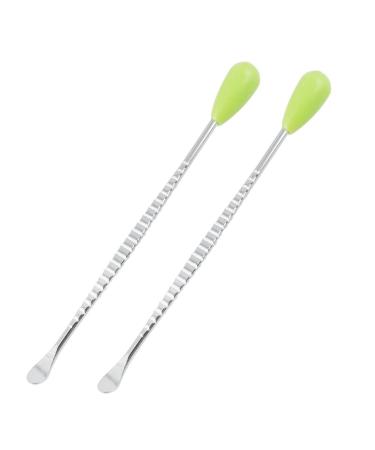 Qtqgoitem Metal Earpick Ear Wax Remover Tool w Green Plastic Handle 2 Pcs (Model: a82 6f0 aa2 563 d8e)