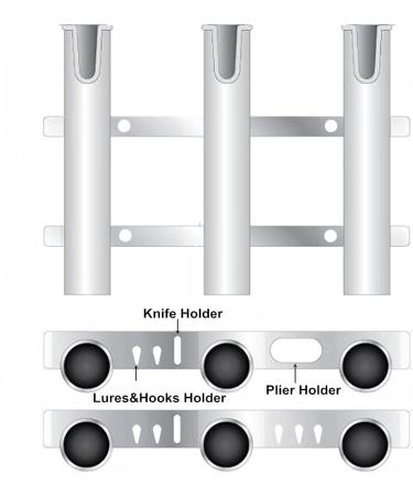Wall Mounted Black Fishing Rod Holder Rack - 3 Pole Rests | Tubes Links - Buy Online on GoSupps.com