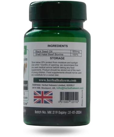 Organic Black Seed Oil Capsules 500mg x 60 - Cold Pressed Nigella Sativa (UK Made) - Buy Online on GoSupps.com