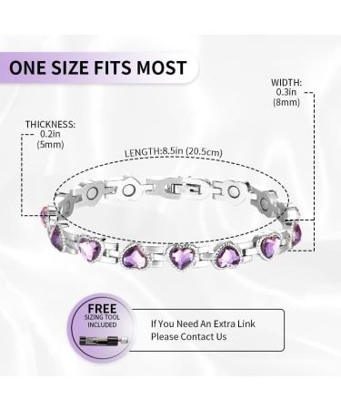 MagEnergy Lymphatic Drainage Magnetic Bracelet for Women | Heart Purple Titanium Steel Wristband | Elegant Love Heart Design | Gift Box & Adjustment Tool - Buy Online on GoSupps.com