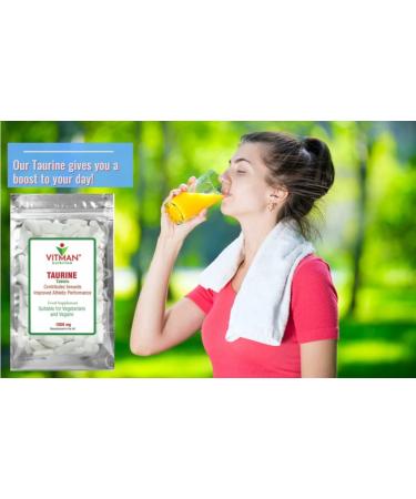L-Taurine 1000mg High Strength Energy Supplement for Endurance & Muscle Pump - 90 Tablets by VitMan Nutrition - Buy Online on GoSupps.com