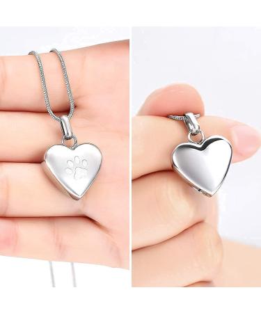 Paw Print Pet Heart Urn Necklace - Memorial Keepsake Jewelry for Pet Ashes - Buy Online on GoSupps.com