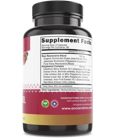 Berberine & Resveratrol Supplement Bundle with Organic Ceylon Cinnamon Green Tea Grape Seed Extract & Antioxidants Plant-Based Daily Wellness Support 2 Capsules per Serving - Buy Online on GoSupps.com