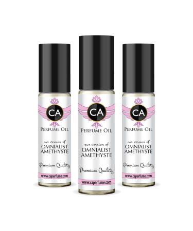 CA Perfume Impression of Omnialist Amethyste For Women Replica Fragrance Body Oil Dupes Alcohol-Free Essential Aromatherapy Sample Travel Size Concentrated Long Lasting Attar Roll-On 0.3 Fl Oz-X3