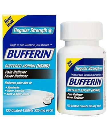 Bufferin Aspirin Pain Reliever/Fever Reducer Coated Tablets 325mg 130 Count - Buy Online on GoSupps.com