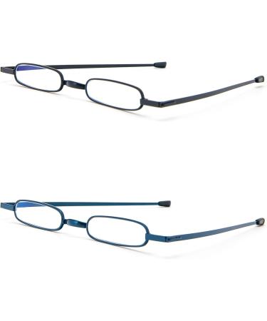 Buy Kokobin 2-Pack Mini Reading Glasses - Ultra-Light Spring Hinge Metal Reading Aid for Men & Women - 1 Diopter with Glasses Holster - Buy Online on GoSupps.com