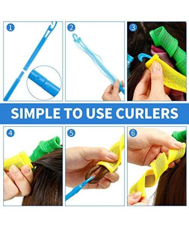 Heatless Curlers Kit - 28 Piece Spiral Curls Styling Set with Hooks - 11.8 Inch - Assorted Colors - Buy Online on GoSupps.com