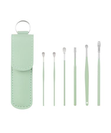 Ear Cleaning Artifact Earpick Ear Cleaning Set Spring Spiral Ear Cleaning Tool Portable 6-Piece Set Green free