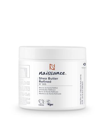 Naissance shea butter (No. 305) - 250g - white refined for cosmetics face hair skin body lip balm - as a soap base hair care skin care - vegan