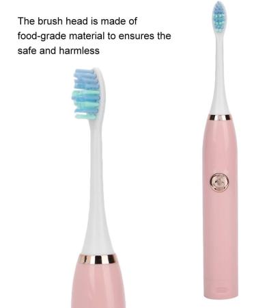 Pink Waterproof Electric Toothbrush - Vibrating Soft Bristles Automatic Cleaning Interchangeable Heads for Adults - Buy Online on GoSupps.com