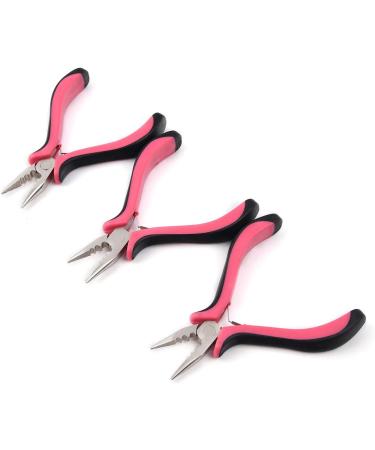 Vlasy Mini Hair Extension Pliers | Apply & Remove | 3 Holes | Rust-Free Stainless Steel | Pink Color | 1 PCS - Buy Online on GoSupps.com