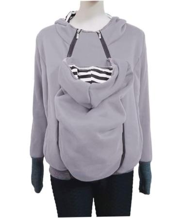 SouiWuzi Maternity Baby Carrier Hoodie | Kangaroo Jacket Coat Sweatshirt for Women | Gray Maternity Baby Wearing Jacket - Buy Online on GoSupps.com