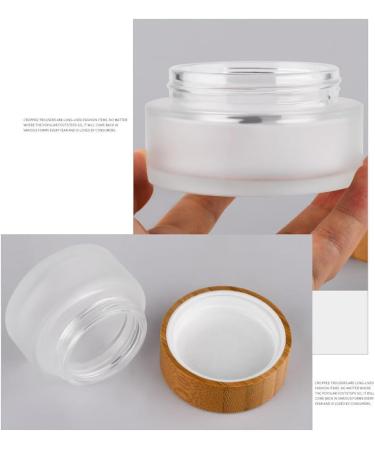 1PC 100ml/3.5oz Empty Frosted Glass Cream Jar with Wood Grain Lid Refillable Travel Makeup Cosmetic Face Lotion Cream Emulsion Container Bottle Storage Pot with Inner Linner - Buy Online on GoSupps.com