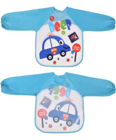 Vicloon Baby Waterproof Sleeved Bibs 4 Pcs - Unisex Feeding Apron for Infant & Toddler 6 Months to 3 Years - Blue/Green/Red/Pink - Buy Online on GoSupps.com