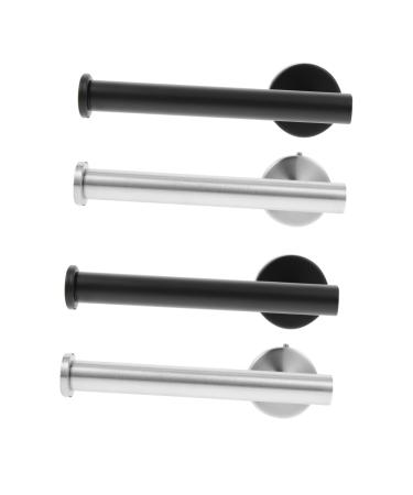 Solustre 4 pieces of bathroom accessories toilet paper holder paper towel holder under the cabinet towel holder for bathroom wallpaper holder Individual wall holding punching frame stainless steel 304