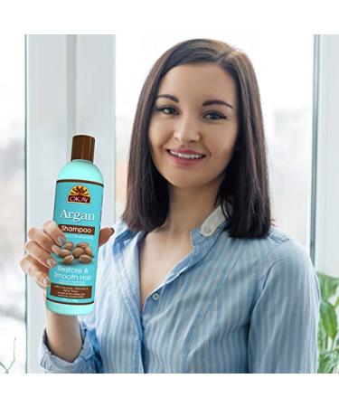 OKAY Argan Shampoo for All Hair Types | Hydrate Restore & Smooth Hair with Coconut Almond & Aloe Vera | Paraben Silicone & Sulfate Free | 12 oz - Buy Online on GoSupps.com