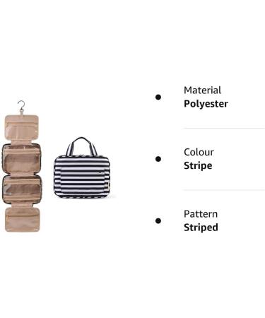 BAGSMART Toiletry Bag Travel Bag with Hanging Hook Water-Resistant Makeup Cosmetic Bag Travel Organizer for Accessories Shampoo Full Sized Container Toiletries (Stripe) M Stripe - Buy Online on GoSupps.com
