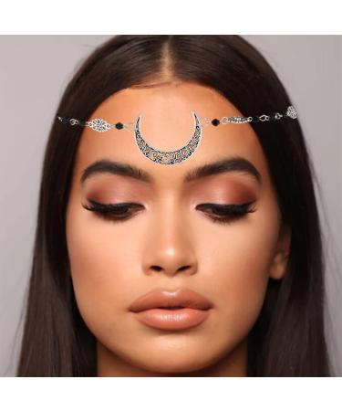 Boho Crescent Moon Crystal Headband - Silver Vintage Hair Accessories for Women - Buy Online on GoSupps.com