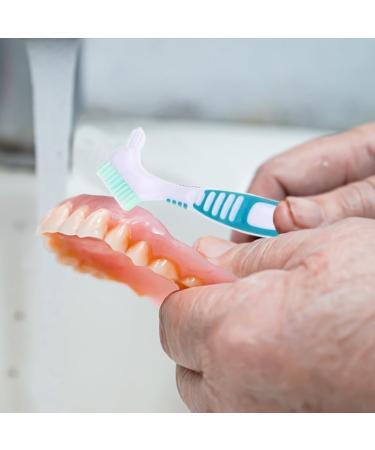 Hard Prosthesis Brush Set - 2 Ergonomic Toothbrushes for Restorative Care | Multi-Layer Bristles - Green & Orange - Buy Online on GoSupps.com