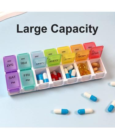 Detachable Weekly Pill Box Organizer - 7 Day 2 Times a Day - 14 Compartments - Travel Pill Holder for Vitamins and Medication - Rainbow B - Buy Online on GoSupps.com