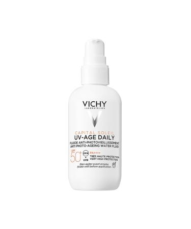 Vichy Capital Soleil UV-Age Daily Anti-Aging Sun Fluid SPF50+ Anti-Wrinkle and Anti-Dark Spot Effect Enriched with Niacinamide Probiotics Peptides and Vichy Volcanic Water 80 ml
