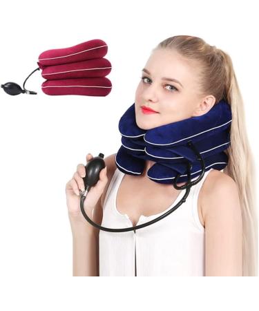 Jlasdr neck protection Samnuerly Neck Traction Device Neck Stretching Correction Equipment inflatable adjustable neck support relief from neck pain and other complaints (color: rosso)