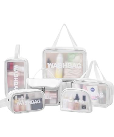 Aucuu 6 Pcs Clear Toiletry Bag Set - Waterproof Transparent Travel Wash Bags for Women and Girls (White) - Buy Online on GoSupps.com
