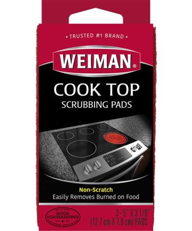 Weiman Cooktop Scrubbing Pads, 3 Count Scratch-Free Cleaning Pads for Cermaic, Glass Cooktop Surfaces, Removes Tough Burned-On Food & Residue - Buy Online on GoSupps.com