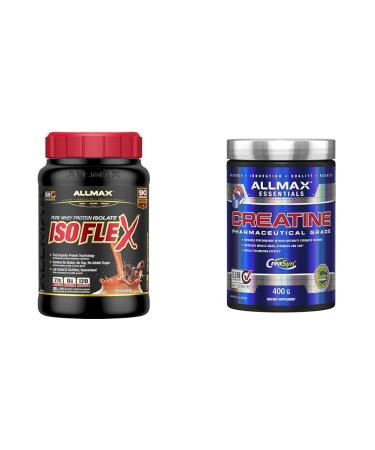 ALLMAX Isoflex Chocolate 2 Pound & Creatine Monohydrate Micronized Creatine Powder for Strength and Muscle Recovery Gluten Free & Fast Absorbing 400g