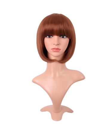 MapofBeauty 12 inch/30cm Natural Female Short Straight Hair BOB Wig (Ginger Orange)