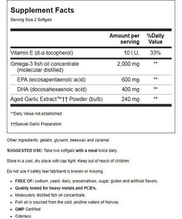 Kyolic Omega-3 Odorless Fish Oil - 180 Natural Softgels for Heart & Brain Health - Buy Online on GoSupps.com