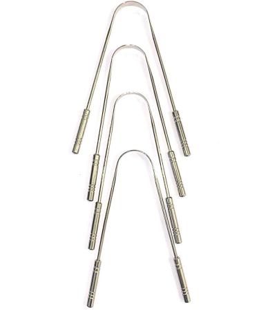 4 Pack Stainless Steel Tongue Cleaner Scraper for Bad Breath Treatment - Adults & Kids Oral Care Hygiene - Safe Blunt Edges & Comfortable Grip - Buy Online on GoSupps.com