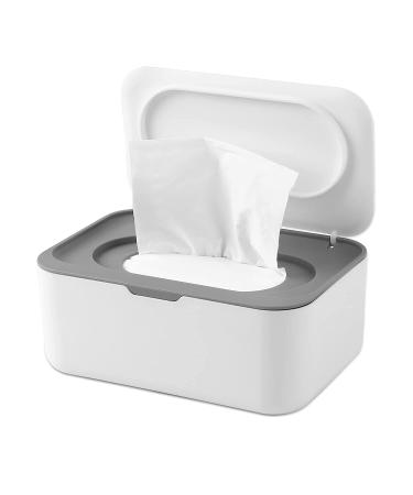 Wet Wipes Box On The Go Baby Wipes Box Box for Wet Wipes Napkins Storage Box Wet Toilet Paper Box Plastic Wipes Dispenser with Lid for Home Office (Grey+White)