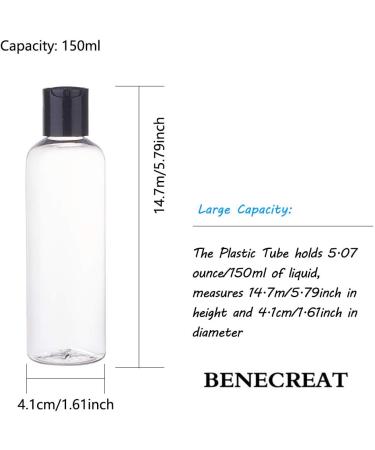 BENECREAT 8 Pack 150ml Empty Transparent Plastic Travel Bottle with Black Disc Cap Air Flight Cosmetic Bottles for Toiletries Shampoo Cosmetic Liquid Black Cap 150ml - Buy Online on GoSupps.com