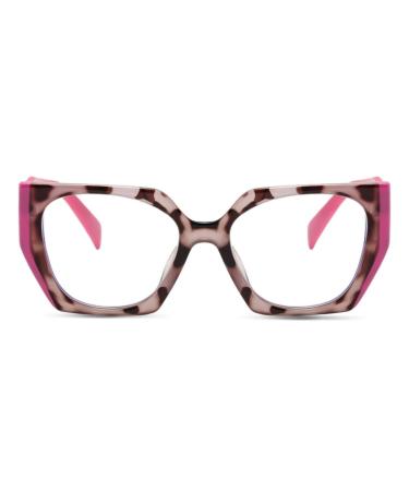 AOOLIA Cat Eye Reading Glasses for Women Men Fashionable Large Frame Anti-Blue Light Glasses Cat Eye Reading Aid Pink 2.5 Diopters