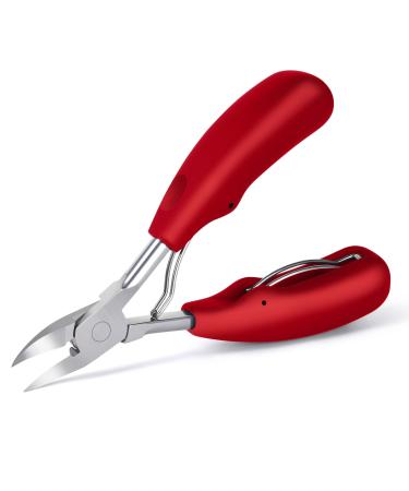 URAQT Toenail Clippers Precision Nail Clippers Toenail Cutter for Thick Nails Heavy Duty Stainless Steel Cuticle Scissors Nail Nippers Ingrown Thick Toenails Scissor with Protective Cover Red