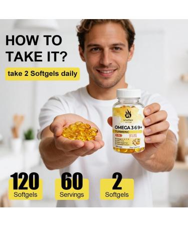 VYHTHY 120 Softgels Triple Omega 3 6 9 Supplement with Turmeric Curcumin DHA & EPA Fish Oil Supplement for Brain & Heart Health and Joint Support Advanced Absorption - Buy Online on GoSupps.com