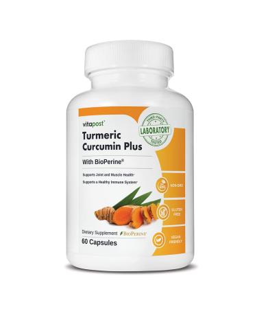 VitaPost Turmeric Curcumin Plus Turmeric Curcumin Supplement with BioPerine for Joint Support Muscle Health Support and to Support a Healthy Immune System. 60 Turmeric Capsules