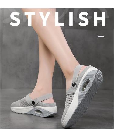 Hunonu Women's Diabetic Orthopedic Sandals - Grey, Size 9 | Air Cushion Slip-On Walking Shoes - Buy Online on GoSupps.com