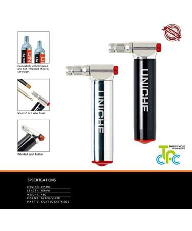 UNICHE Pro CO2 Inflator with Cartridge Storage Canister | Fits Presta and Schrader Valve | Bicycle CO2 Pump for Road and Mountain Bikes - Silver - Buy Online on GoSupps.com