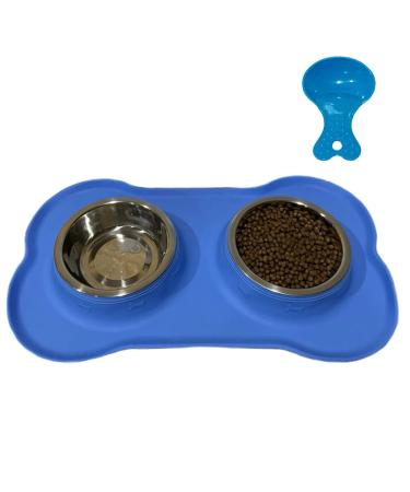 Dulovmi Pet Dog Bowls 2 Stainless Steel Dog Bowl with No Spill Non-Skid Silicone Mat + Pet Food Scoop Water and Food Feeder Bowls for Feeding Small Medium Large Dogs Cats Puppies